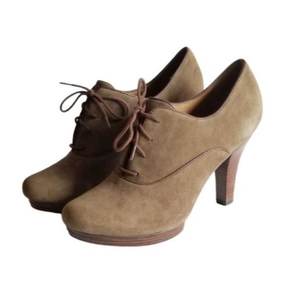 Sofft Mya Oxford Lace-Up Heels Ash Gray Suede 10M New - Picture 1 of 9